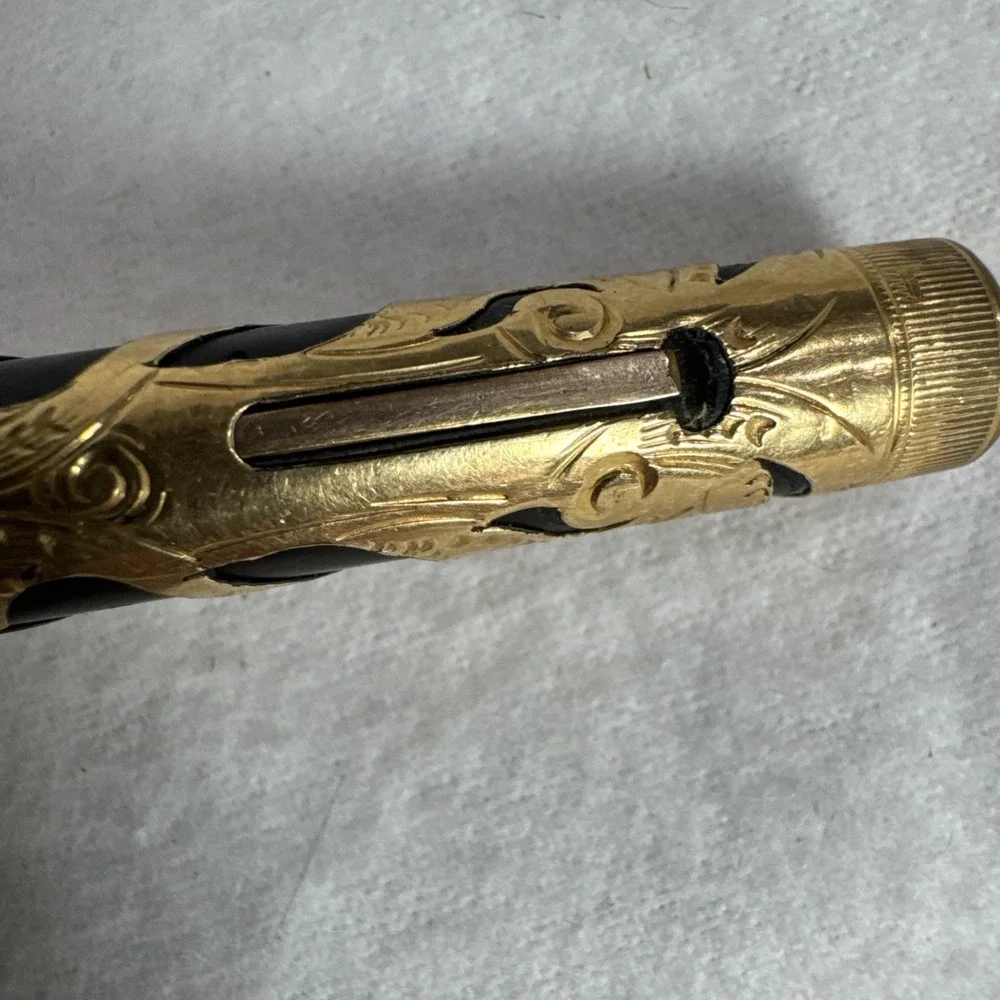 Vintage 1930s Sheaffer Fountain Pen Victorian Filigree Gold Overlay